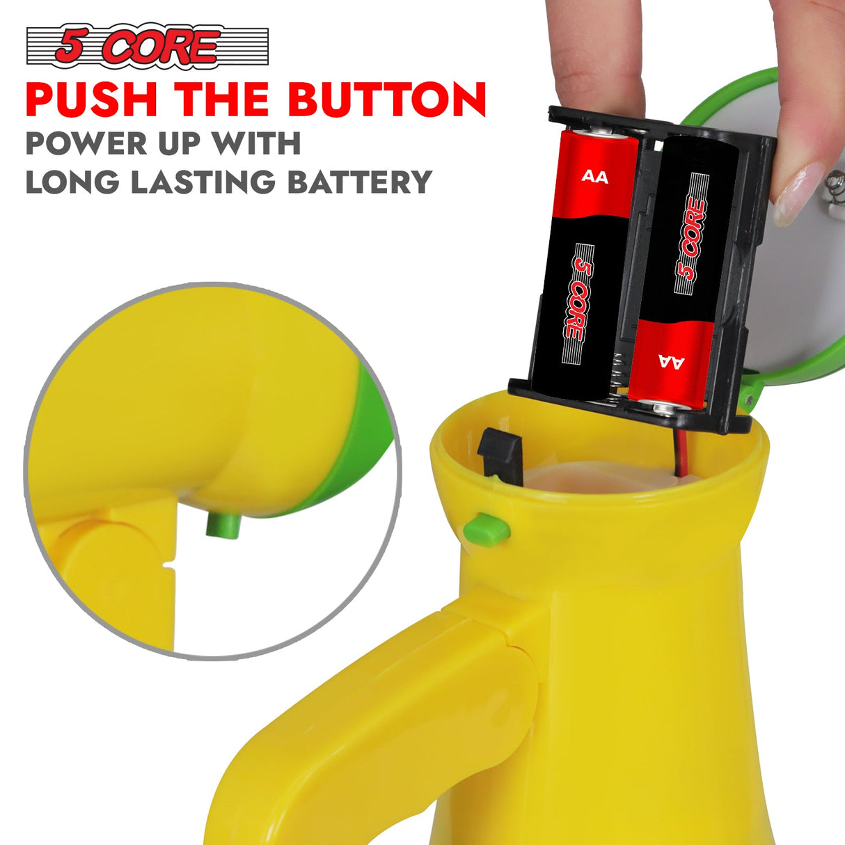 5Core Megaphone Bullhorn Speaker 15W Mini Battery Power Bull horn w Siren 400 Yard Range Yellow