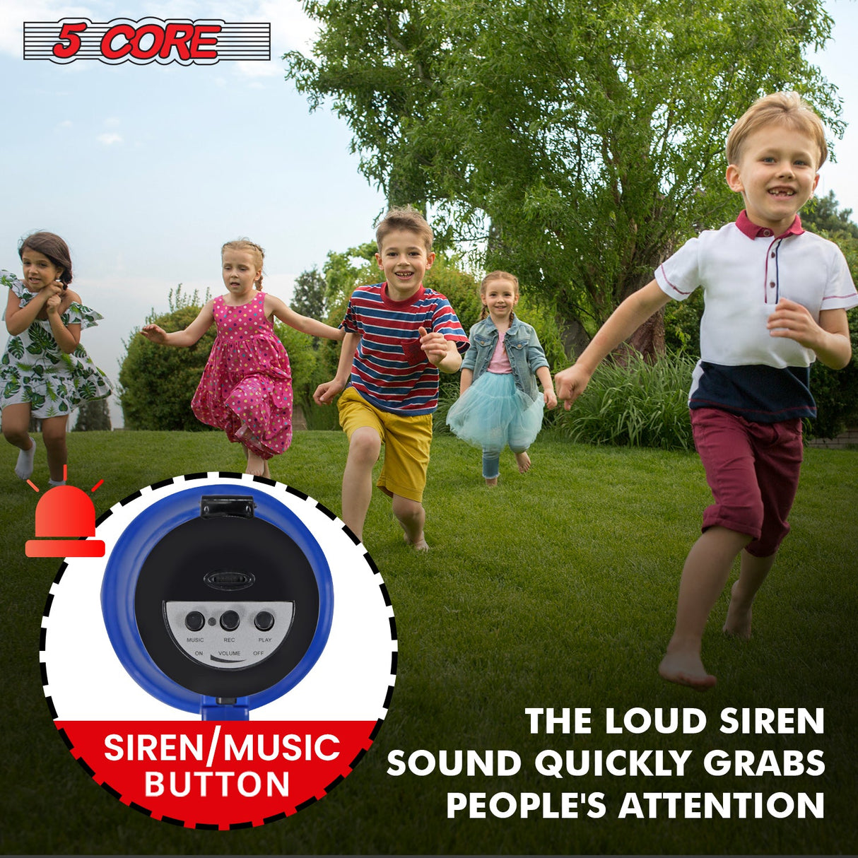 5Core Megaphone Bullhorn Speaker 15W Mini Battery Power Bull horn w Siren 400 Yard Range Blue