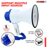 5 Core Megaphone 30W Bull Horn PA Speaker w 800 Yards Range USB Loud Siren Voice Amplifier Portable