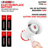 5Core Megaphone Bullhorn Speaker 15W Mini Battery Power Bull horn w Siren 400 Yard Range White