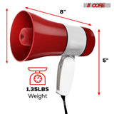 5 Core Megaphone 30W Bull Horn PA Speaker w 800 Yard Range Siren Loud Megafono for Sports & Coaches