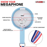 5Core Megaphone 15W Bull Horn Kids PA Speaker w 400 Yards Range Siren Lightweight Loud Mini Megafono