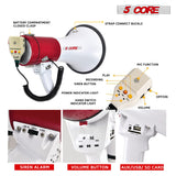 5Core Megaphone Bullhorn Speaker 50W Bull Horn Cheer Megafono 1200 Yards