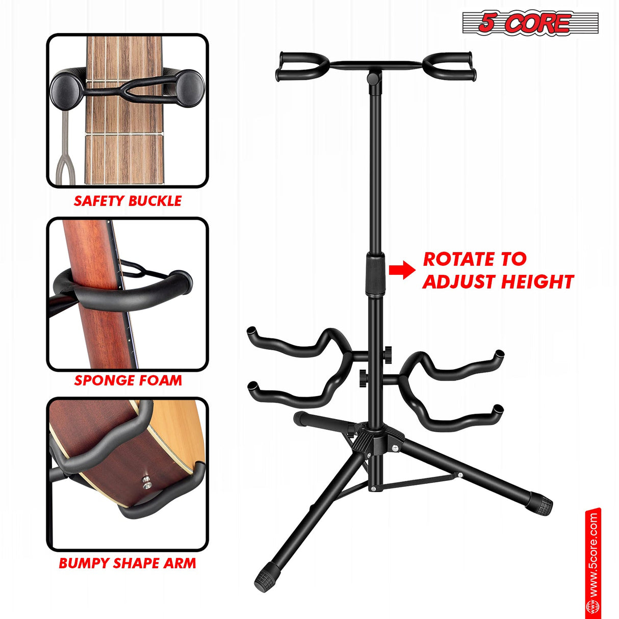 5Core Guitar Stand Floor Tripod Portable Adjustable Multi Guitars Holder 2N1