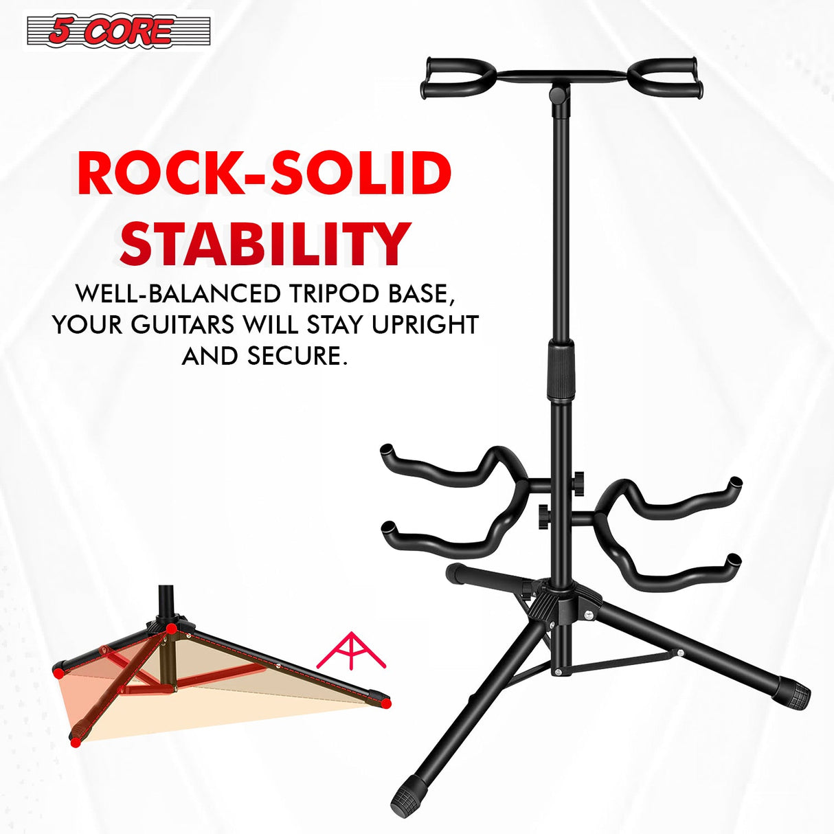 5Core Guitar Stand Floor Tripod Portable Adjustable Multi Guitars Holder 2N1