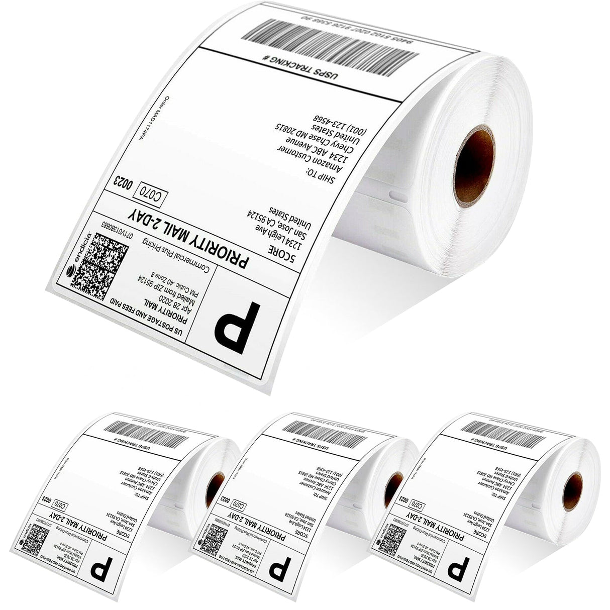 5 Core 4x6 Direct Thermal Shipping Labels, 1 Rolls 250 Labels per Roll, Perforated, Mailing Postage Shipping Label Compatible with Zebra Rollo