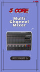 5 Core Audio Mixer 12 Channel DJ Equipment with Bluetooth USB Console Sound Board