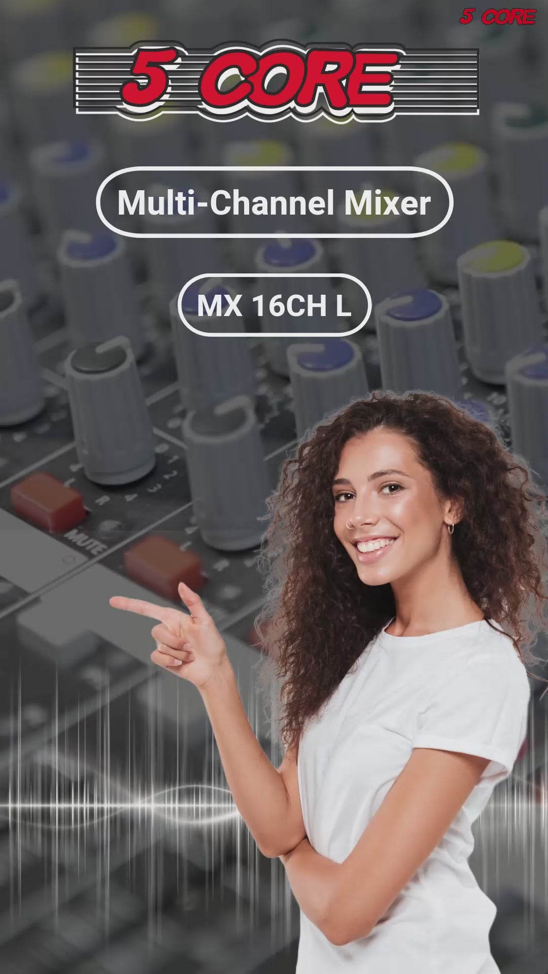 5Core Audio Mixer 16 Channel DJ Mixing Board Bluetooth USB Analog Professional Mezclador De Audio