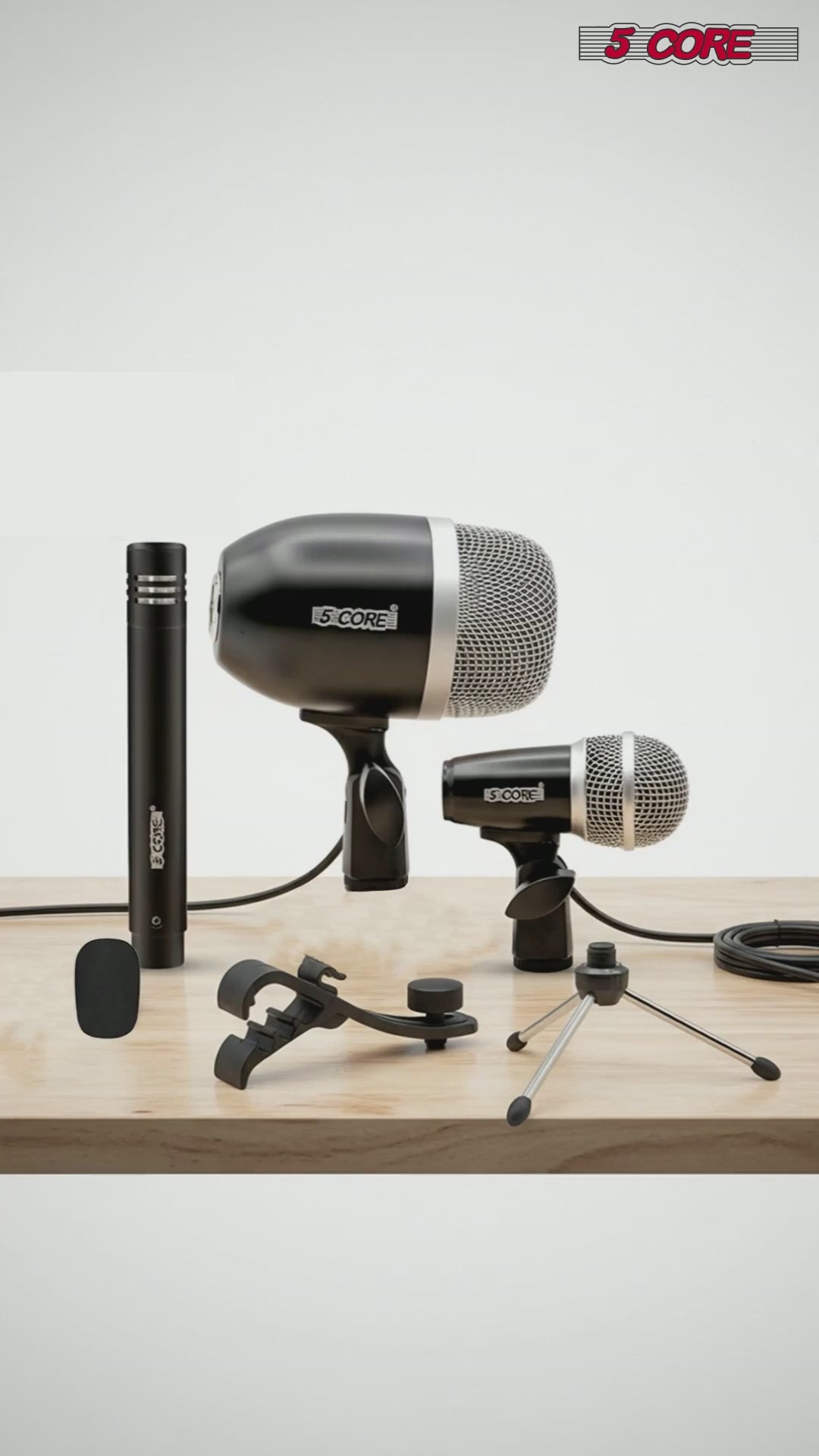 5Core Conga Mic Snare Tom Microphone Drum Kit Condenser XLR Instrument Mics BLACK