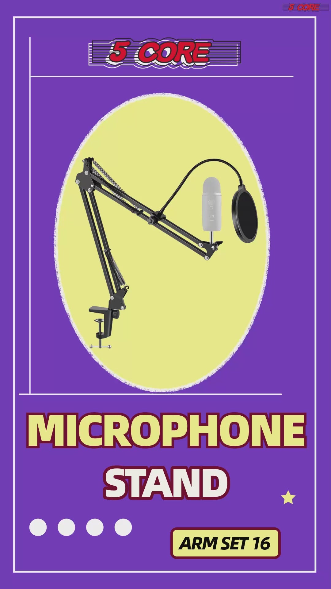 5Core Microphone Stand Suspension Desk Scissor Boom Arm 16" Shock Mount Pop Filter