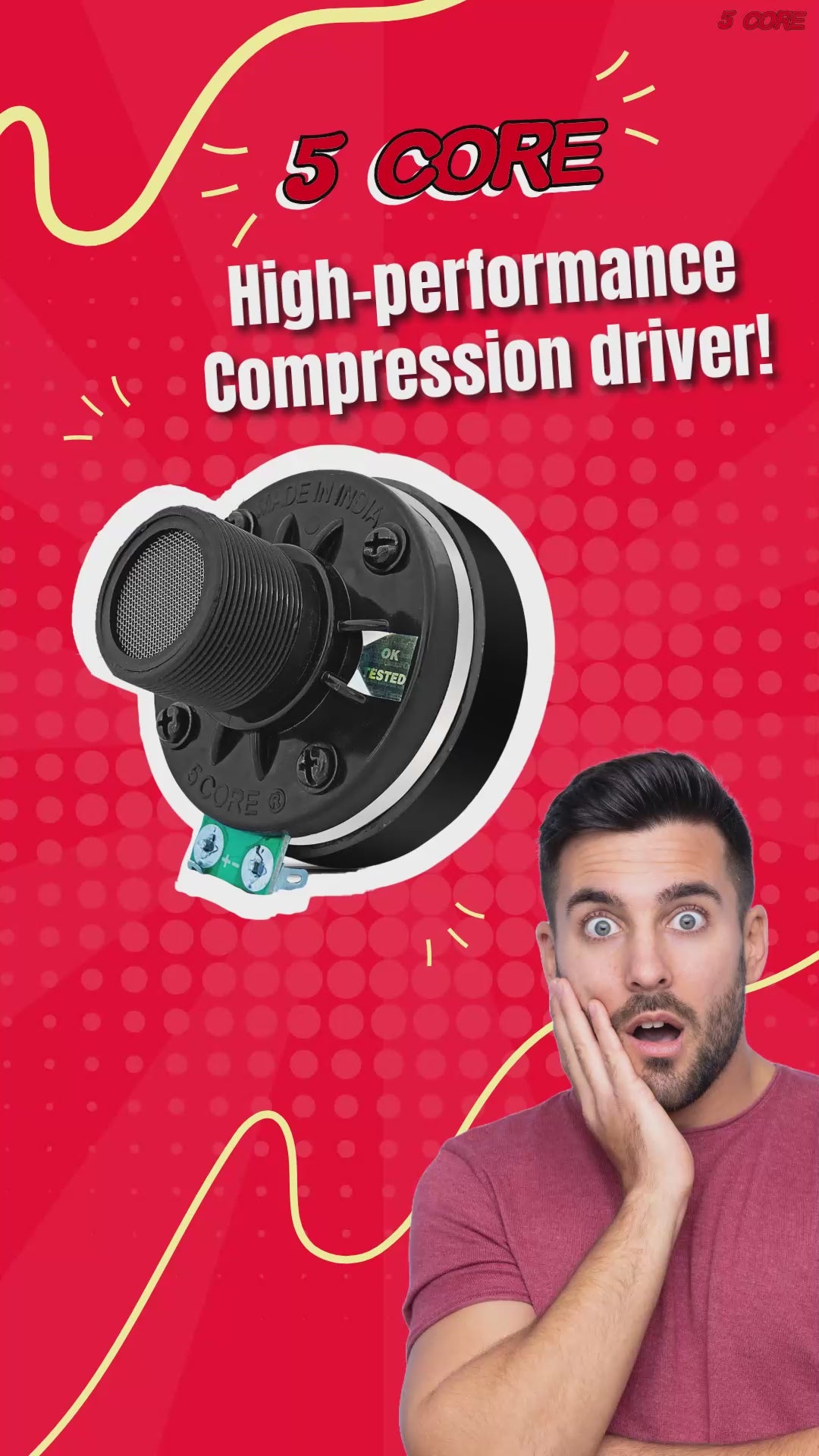 5Core Compression Driver 200W Peak Power Aluminum Tweeter Diaphragm 8 Ohm Horn Speaker