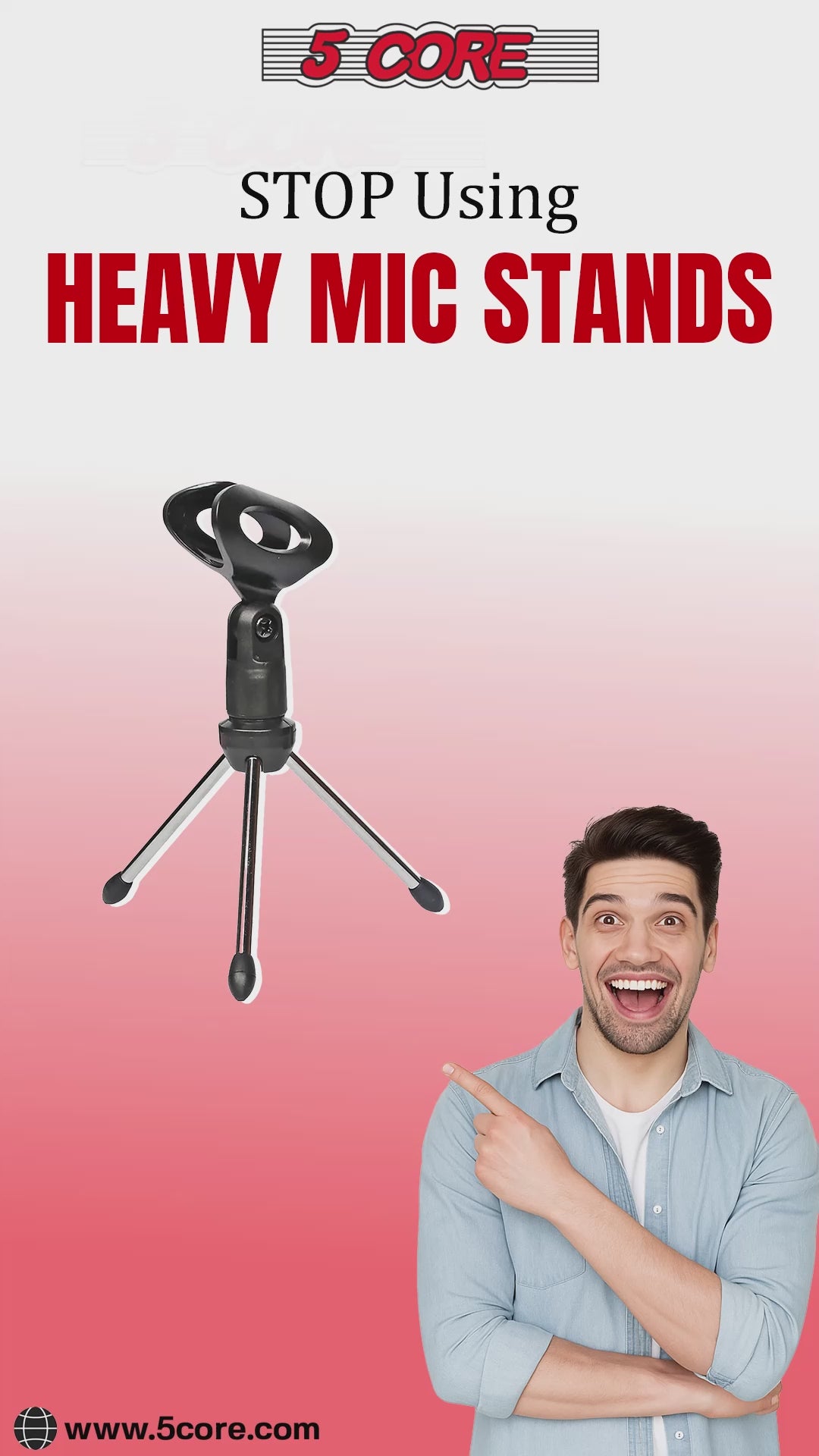 5Core Desktop Mic Stand Universal Desk Microphone Holder Table Top Tripod Stands