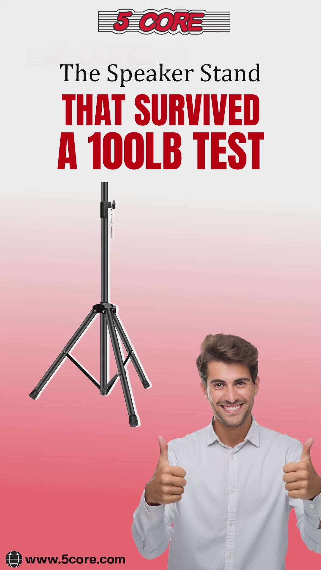 5 Core Speaker Stand Height Adjustable PA DJ Tripod Studio Monitor Stands w 35mm Compatible Insert