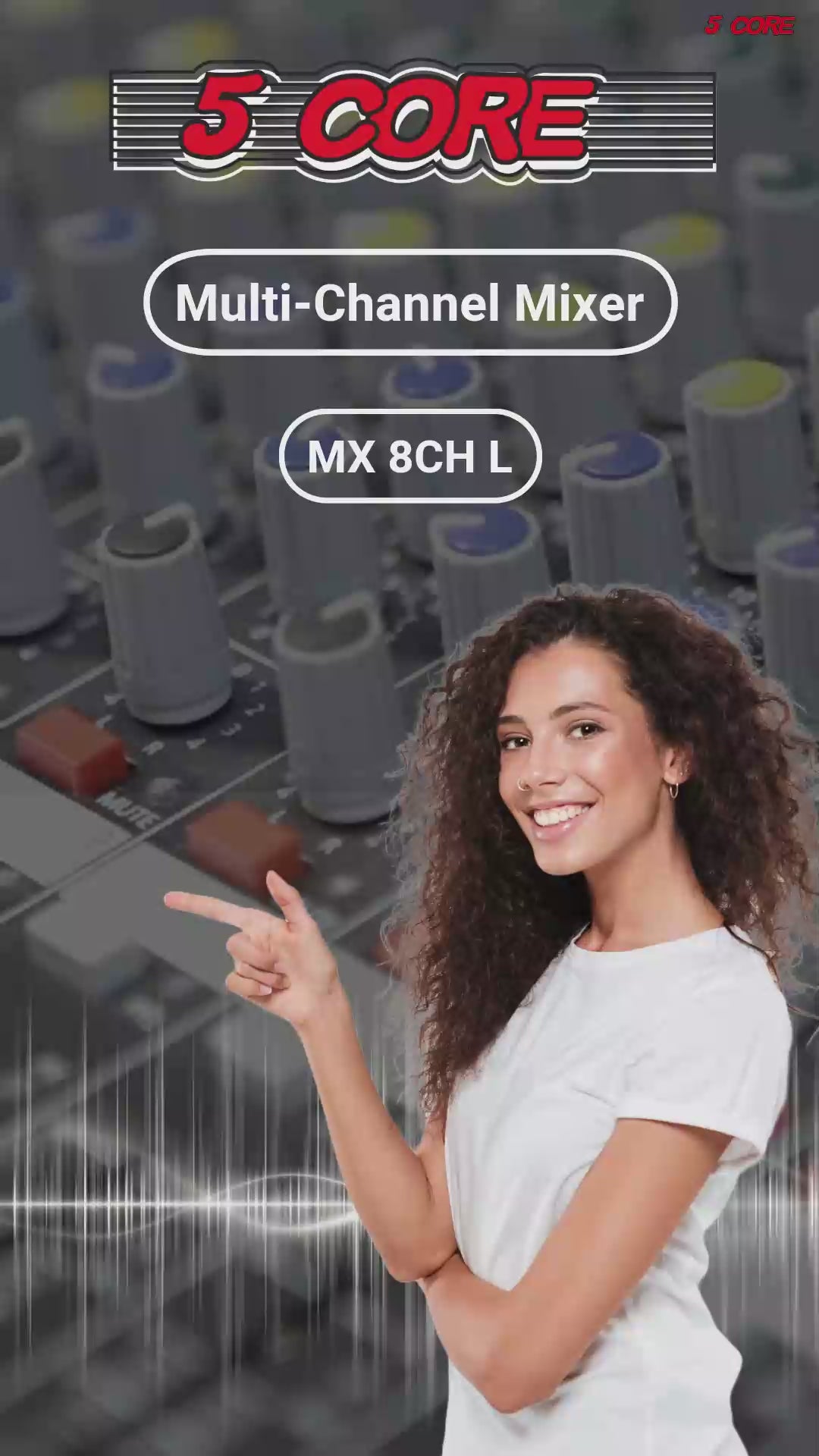 5 Core Audio Mixer 8 Channel DJ Equipment with Bluetooth USB Console Sound Board