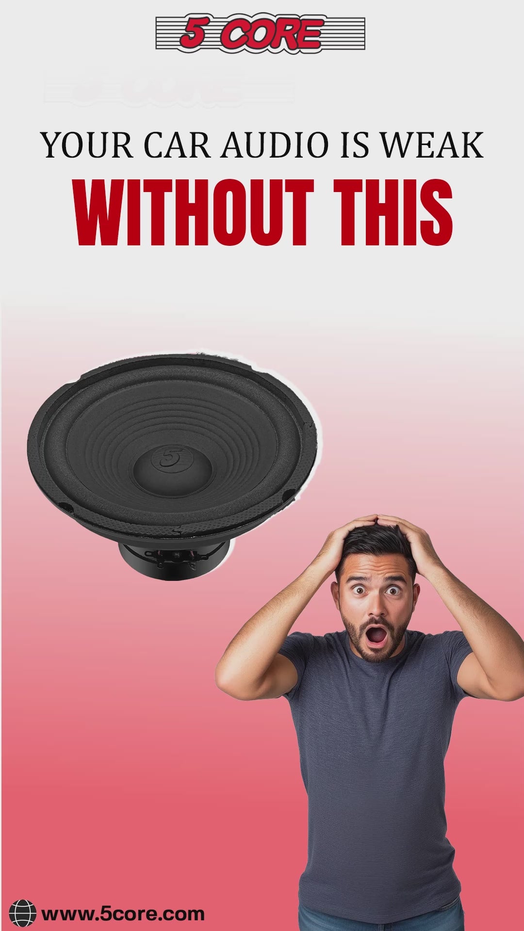 5 Core 8 Inch Subwoofer Speaker 1000W PMPO 4Ohm Replacement Car Bass Sub Woofer