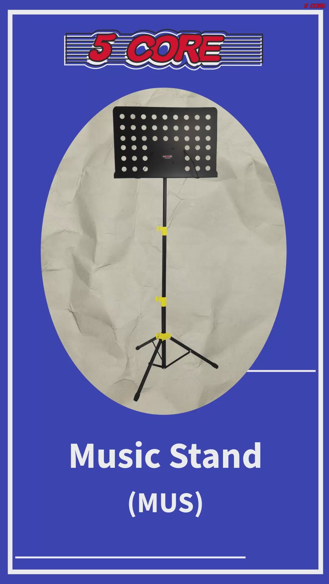5Core Music Stand For Sheet Music Portable Tripod Adjustable Folding Note Holder Yellow