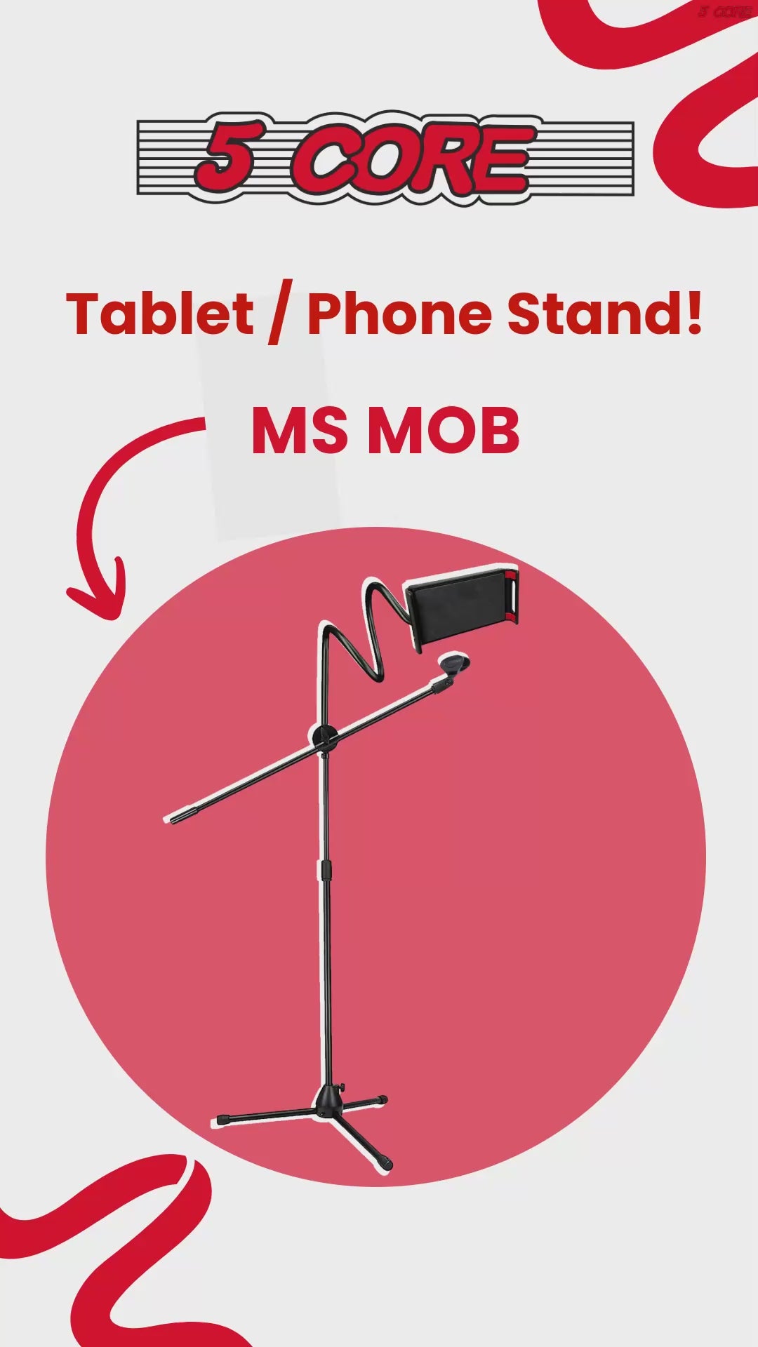 5 Core Tripod Mic Stand w Phone Holder Height Adjustable Microphone Mount Stands
