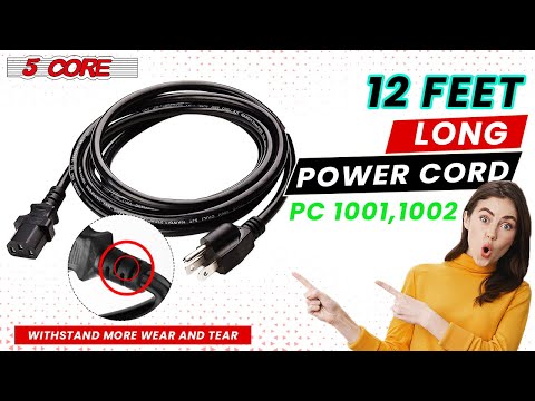 5Core 3-Prong AC Power Extension Cord 125V connector close-up
