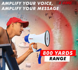 5 Core Megaphone 30W Bull Horn PA Speaker w 800 Yards Range Loud Siren Voice Amplifier Portable