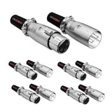 5Core XLR Connector Male Female to 1/4 Audio Jack 3 Pin Secure Mic Plug w Locking Ends